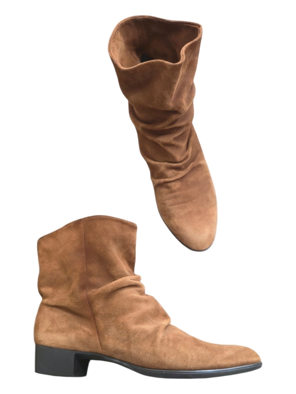 Munro Americano Tate Carmel Brown Suede Slouch Ankle Boots Size 9 SS Narrow Boho